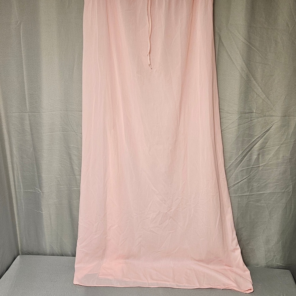 Vintage Nightgown Womens Medium Pink 100 Nylon Sheer Empire Waist V-Neck Long - Picture 3 of 11
